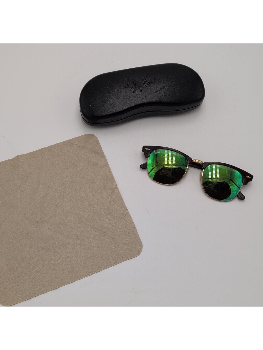 Ray-Ban Sunglasses Unisex 51mm Clubmaster Green Mirror Tortoise READ